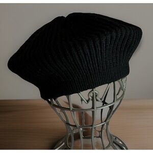 Vintage Knit Beret Hat Beanie  Black Poet Jazz French Girl Retro Artsy Mod MCM